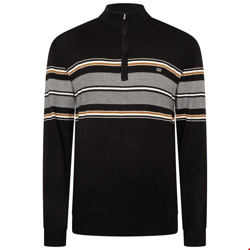 KAM 1/4 Zip Stripe Knit Pullover